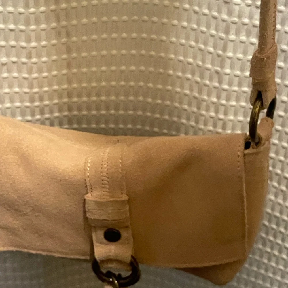 Tan suede Crossbody Bag with Tassel Accent - Picture 16 of 16